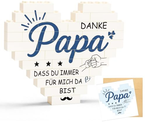 WALLFID Herzförmige Dekoration mit Grußkarte und Umschlag, Persönliche Botschaft für Papa, Freundin oder Partner, Liebevolle Geschenkidee für Geburtstag, Weihnachten und Valentinstag(Papa Edition)