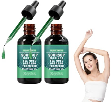 Gouttes liquides amères de corossol, sérum à base de plantes 10 en 1, complément alimentaire naturel pour le bien-être quotidien, le soutien immunitaire et énergétique, l'amélioration (2 bouteilles)