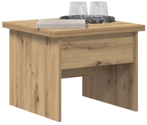 WGYHOME Couchtisch Artisan-Eiche 55x54,5x45 cm aus Holzwerkstoff – höhenverstellbar & ausziehbar – ideal für Wohnzimmer, Getränke, Bücher & Deko