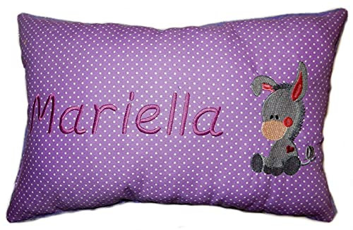 Momelie Lila Schmusekissen * Kuschelkissen * Esel * mit Namen Bestickt * 25 x 40 cm * SK-li_0054