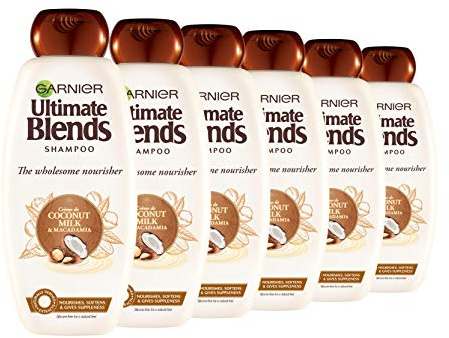 Garnier Ultimate Blends Shampoo | Coconut Milk & Macademia Nourishing for Dry Hair | 360 ml | Pack of 6