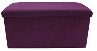 Rebecca Mobili Pouffe Storage Trunk Toy Storage Purple Cotton Entrance Living Room - 37 x 76 x 38 cm (H x W x D) - Art. RE6164