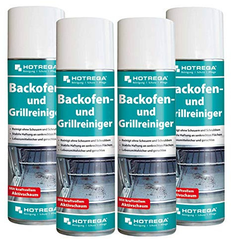 HOTREGA Backofen- und Grillreiniger 300ml, Ofenreiniger, Backofenspray, Backofenreiniger, Herdreiniger, Fettlöser, Mengen:4
