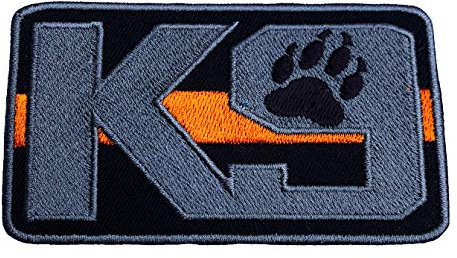 K-9 Thin Orange Line Search and Rescue Patch (3,5 Zoll) bestickte Haken + Schlaufe K9 Badge Hundedienst Hund Applikation