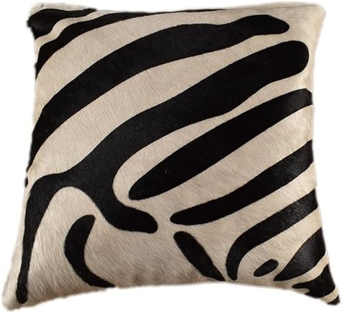 generisch KUHFELL Kissenbezug SCHWARZ Weiss MIT Zebra Print 50X50 cm DEKO Kissen AUS ECHTEM KUHFELL BEIDE Seiten AUS Fell