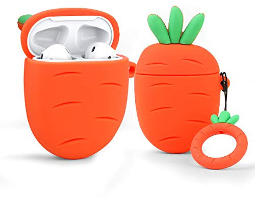 LEWOTE - Custodia Protettiva in Silicone per Airpods Apple 1 e 2 [Serie di Frutta e Cibo] (Carota)
