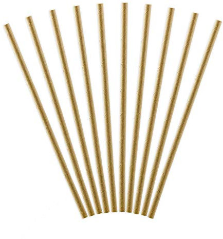 DekoHaus Lot de 10 pailles en papier kraft, 19,5 cm, pour boire
