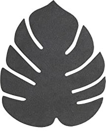LindDNA Glasuntersetzer Monstera Leaf aus recyceltem Nupo Leder in der Farbe Black mit Einer Größe von 14X12cm, 990074