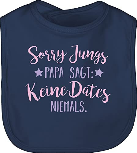 Baby Lätzchen - Geschenk zum Vatertag - Sorry Jungs Keine Dates mit Sternen - Unisize - Navy Blau - papatagsgeschenk kein date latz vatertagsgeschenk papa kinderlätze daddy sagt babylätzchen