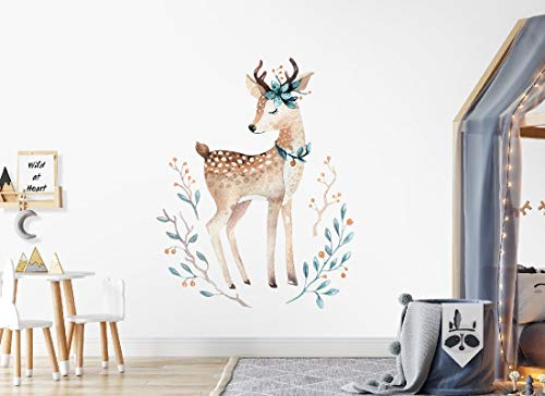 Wandtattoo Reh I Kinderbilder Junge Kinderzimmer Mädchen Aufkleber Osomhome os8843 (98x120cm)