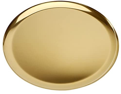 Rundes Serviertablett Tablett aus Metall, 28cm/11inch Dekotablett Organizer für Schmuck, Make-up, Tee-Set, Vasen, Kerzenteller Gold