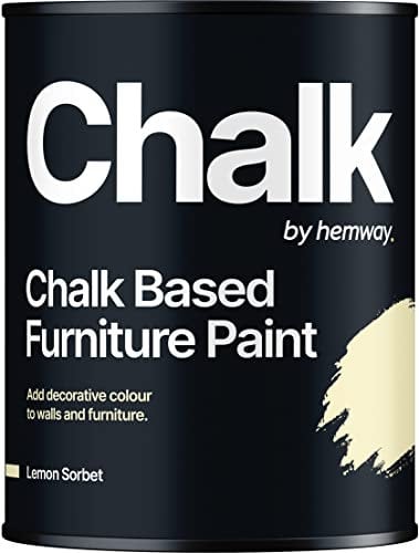 Hemway - Chalk Based Furniture Paint - Lemon Sorbet Yellow 1 L | Chalky Matt Shabby Chic Finish for Interior & Exterior Home Decor | Quick Dry & All-in-one