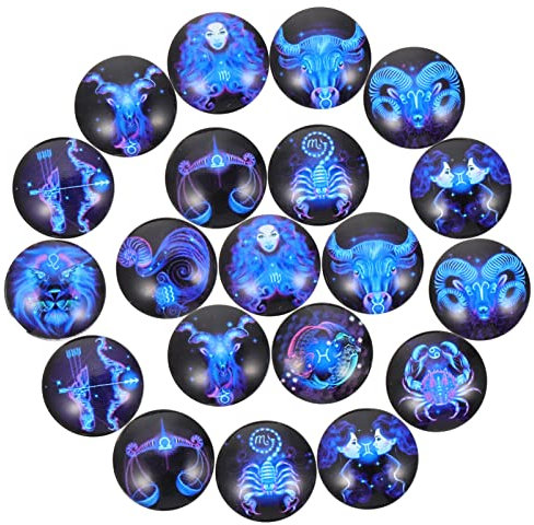Milisten 100 StüCk Glas-Cabochons Sternzeichen, 16 mm, Runde Glassteine FüR Diy Schmuckherstellung, AnhäNger, SchlüSselanhäNger, Bunte Muster, Perfekt FüR