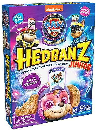 Hedbanz Junior PAW Patrol The Mighty Movie Game - Familienspiele Spiele für Familienspielabend Kinderspiele Kartenspiele für Familien und Kinder ab 5 Jahren