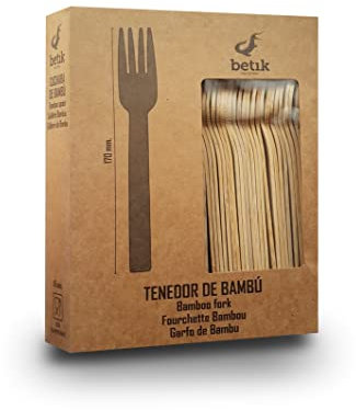 Lot de 1500 fourchettes en bambou jetable 17 cm Biodégradable compostable et naturelle