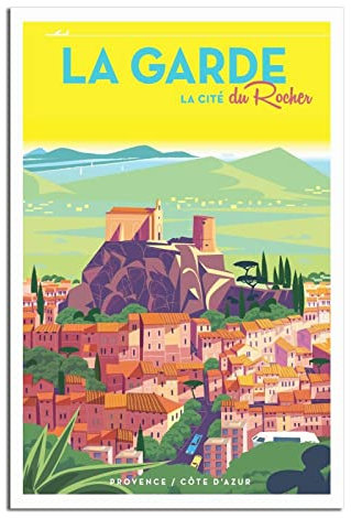 RONGCHENG La Garde Var Town Vintage Reiseposter Leinwand Kunst Zuhause Zimmer Wanddekoration Bild Poster Druck Gemälde Geschenk Poster