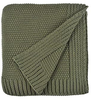 Zopfstrick-Überwurfdecke für Couch, weich, warm, gemütlich, vielseitig, dekorativ, gestrickt, Überwurfdecke für Sofa, Stuhl – Olivgrün, 152,4 x 203,2 cm