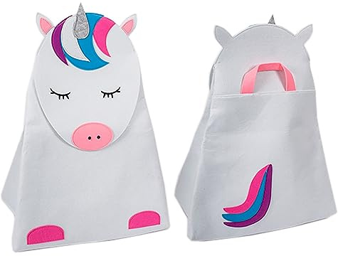 INDA-Exclusiv Kids XXL Aufbewahrungsbox Spielzeugkiste Spielzeugaufbewahrungsbox Spielzeugtruhe Filztasche Filz Tiere H73cm, Model:Einhorn