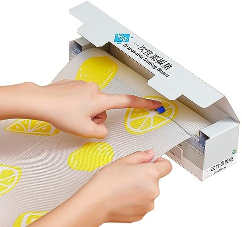 Tagliere in plastica usa e getta con scorrimento integrato, grandi tappetini da taglio per cucina, campeggio all'aperto, barbecue, totalmente sicurezza alimentare, limone