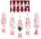 5 P Christmas Wooden Nutcracker Soldiers,12cm Pink Nutcracker King Ornaments,Pine Wood Painted Hanging Nutcracker Christmas Decor for Home Fireplace Xmas Mini Figures Puppet Soldiers Doll Gifts Toy