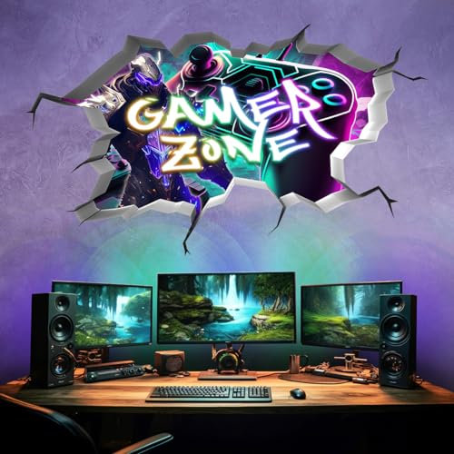 tjapalo® vz19 3D Wandtattoo Gamer Bilder gaming Bild Gamer Wandtattoo Kinderzimmer junge Bilder gaming Deko wandtattoo jugendzimmer jungs Wandbild Gamer, Größen Name: B100xH58cm