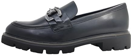 MARCO TOZZI Damen Loafer ohne Absatz Vegan mit Schnalle, Schwarz (Black), 42 EU