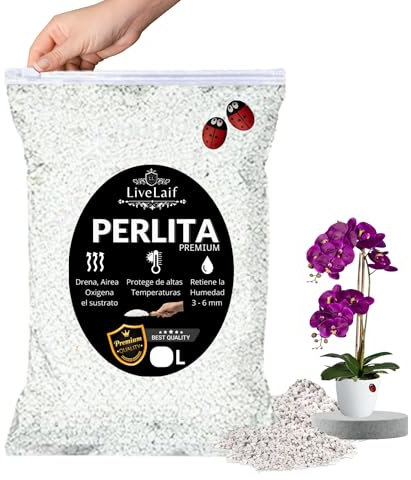 LiveLaif®- 3 L Perlita en Bolsa de Abre/Cierra | 3-6 mm | Perlita para Plantas | Perlita para Sustrato Universal, Sustrato Orquideas, Jardin, Macetas, Cactus, huerto Urbano | Drena y Airea Las raices
