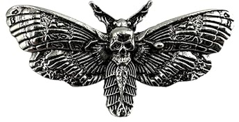Patch Nation Deaths Head Hawk Motte Metal Pin Badge Biker Brosche (Silber)