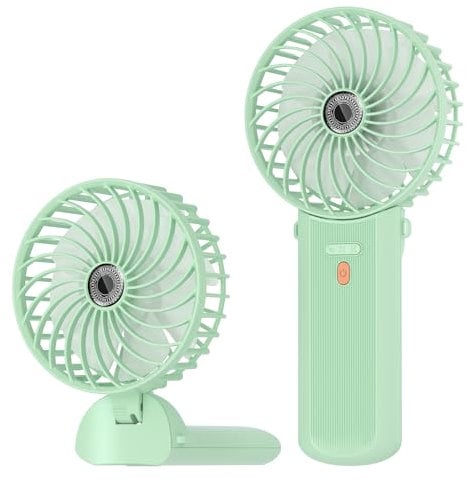 Lepwings Portable Mini Handheld Fan - Rechargeable Neck Hanging Fans with 16-Hour Cooling, Personal Handy Fan 4-Speeds Foldable Pocket Fan for Summer Outdoor Travel Home Office - Green