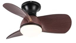 wonderlamp Ventilador de techo pequeño ø64cm silencioso LED Mancado Negro+Roble CCT 3000-4000-6000K, Intensidad Regulable 20W