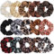 SYEYCW 15 Stück Satin Haargummis Scrunchies für Frauen, Weiche Elastische Haarbänder, Leoparden und Einfarbige Dicke Bänder, Pferdeschwanzhalter Haar Accessoires, für Mädchen und Damen