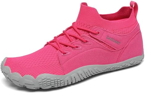 SAGUARO Unisexe Mid Top Barefoot Shoes Homme Femme Chaussure Trail Running Fitness de Antidérapant Respirant Confortable Rose 36 EU