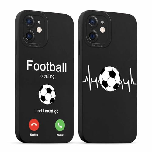 ZhuoFan 2 Stück Handyhülle für iPhone 11 hülle 6,1'', Aesthetic Fußball Muster Design Schwarz Weiche TPU Silikon Stoßfest Kameraschutz Schutzhülle Bumper Ultra Dünn Mädchen Case, 01