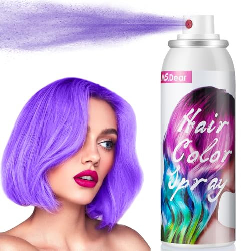 Spray Colorante Temporaneo per Capelli per Bambini Adulti, Spray Colorante Lavabile per Capelli per Accessori, Festa, Halloween, Natale,100ML, Spray per viola