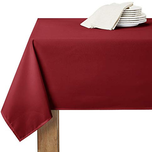 RYB HOME Nappe Noel Rectangulaire Anti Tache - Nappe Rouge Bordeaux 140x240 cm Couverts de Table Rectangle Etanche Imperméable Facile à Entretien pour Salon Cuisine/Exterieur