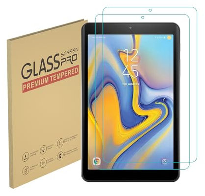 Protecteur d’écran pour Samsung Galaxy Tab A 8,0 pouces (2018) (modèle SM-T387) Film de verre trempé, dureté 9H, anti-rayures, compatible avec les cas, sans bulles (2 pièces)
