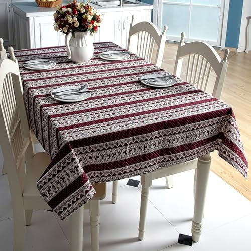 Homxi Tischdecke Ostern Rechteckig 140 W x 180 L cm,Tischdecken füre Tische Lila Schneeflocken und Hirschmuster Baumwolle Tischtuch Outdoor