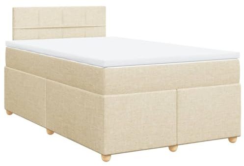 vidaXL Boxspringbett mit Matratze Creme 120x200 cm Stoff
