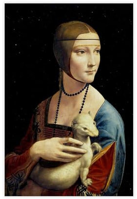 1491 Gemälde von Leonardo Da Vinci, Dame mit Hermelin, Frau-Porträt mit Haustier, hochwertiger Druck, Foto, Wandkunst, Wandkunst, Dekordruck, Bild, Gemälde für Wohnzimmer, Schlafzimmer, Dekoration