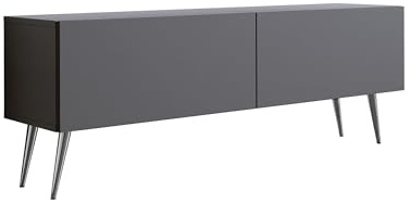 3E 3xE living.com TV-Schrank in Farbe Anthrazit, Chrombeine, A: B: 140 cm, H: 52 cm, T: 32 cm,