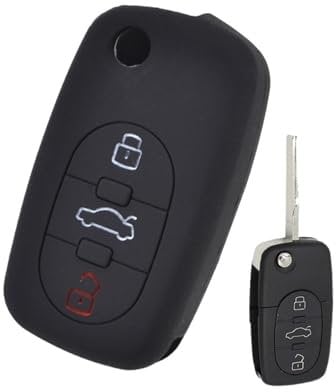 XEBRAD Silicone Key Case Cover Keyless Fob Shell Holder Protector, for Audi, A2 A3 S3 A4 S4 RS4 A6 S6, for ALLROAD, A8 S8 TT, Roadster 1997-2006 car key shell
