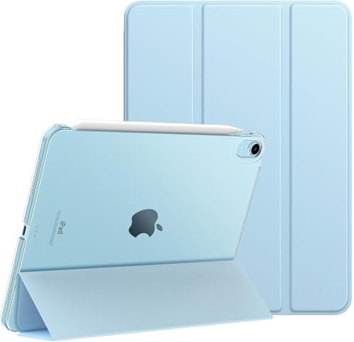 World Biz Smart Case for iPad Air 11-inch (2024) M2, PU Leather Slim Stand with Translucent Back Shell Cover, Auto Wake/Sleep Feature in Sky Blue