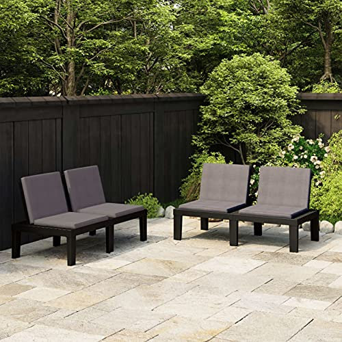 ShGaxin Gartenbänke mit Kissen 2 STK. Kunststoff Grau, Balkon Möbel, Outer Banks, Sitzbank, Gartenmöbel, Garten Möbel, Balkon Bank, Bierbank, Parkbank - 3059826