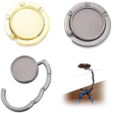 2 Pcs Handbag Hook, Bag Hooks for Table, Bag Holder for Table, Folding Purse Hook Hangers, Portable Table Bag Holders, Folding Handbag Hanger, for Table Desk Restaurant Bar And Office, Gold And Black