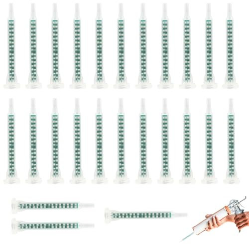 25 PCS Mixing Tube, AB Glue Mixing Tube Fma6-16L Glue Mixing Tube Epoxy Mixing Nozzle Tip Static Mixing Nozzle 83mm Mixing Nozzle Syringe for 2k Glue Gun AB Glue Gun(Green)