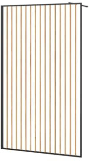 Vente-unique-Paroi de douche à l'italienne en aluminium - Effet bois et noir mat - 120 x 200 cm - TOPEKA