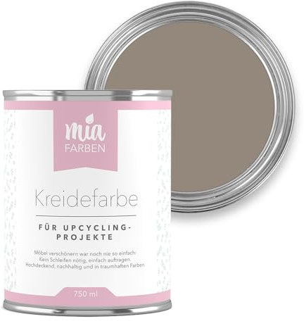 miafarben Kreidefarbe für Möbel 750ml, Möbellack, Möbelfarbe ohne schleifen, Kreidefarbe für Holz (Warmes Sepiaholz)