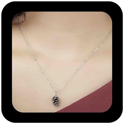 Enautoabs Boho Silber Tannenzapfen Halskette Choker Tannenzapfen Anhänger Halskette Winzig Niedlich Tannenzapfen Halskette Kette 3d Tannenzapfen Form Halskette Schmuck Für Frauen