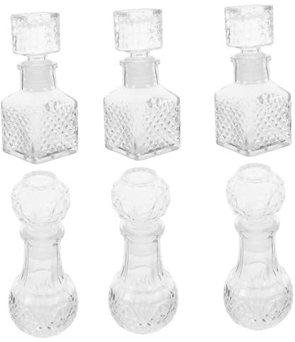 SOLUSTRE 6pezzi Bottiglie Trasparenti Per Liquori e Vino Con Design Aerante Per Degustazione Per Uso Casa e Regalo Speciale