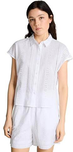 TOM TAILOR Denim Damen 1050277 Bluse mit Lochstickerei